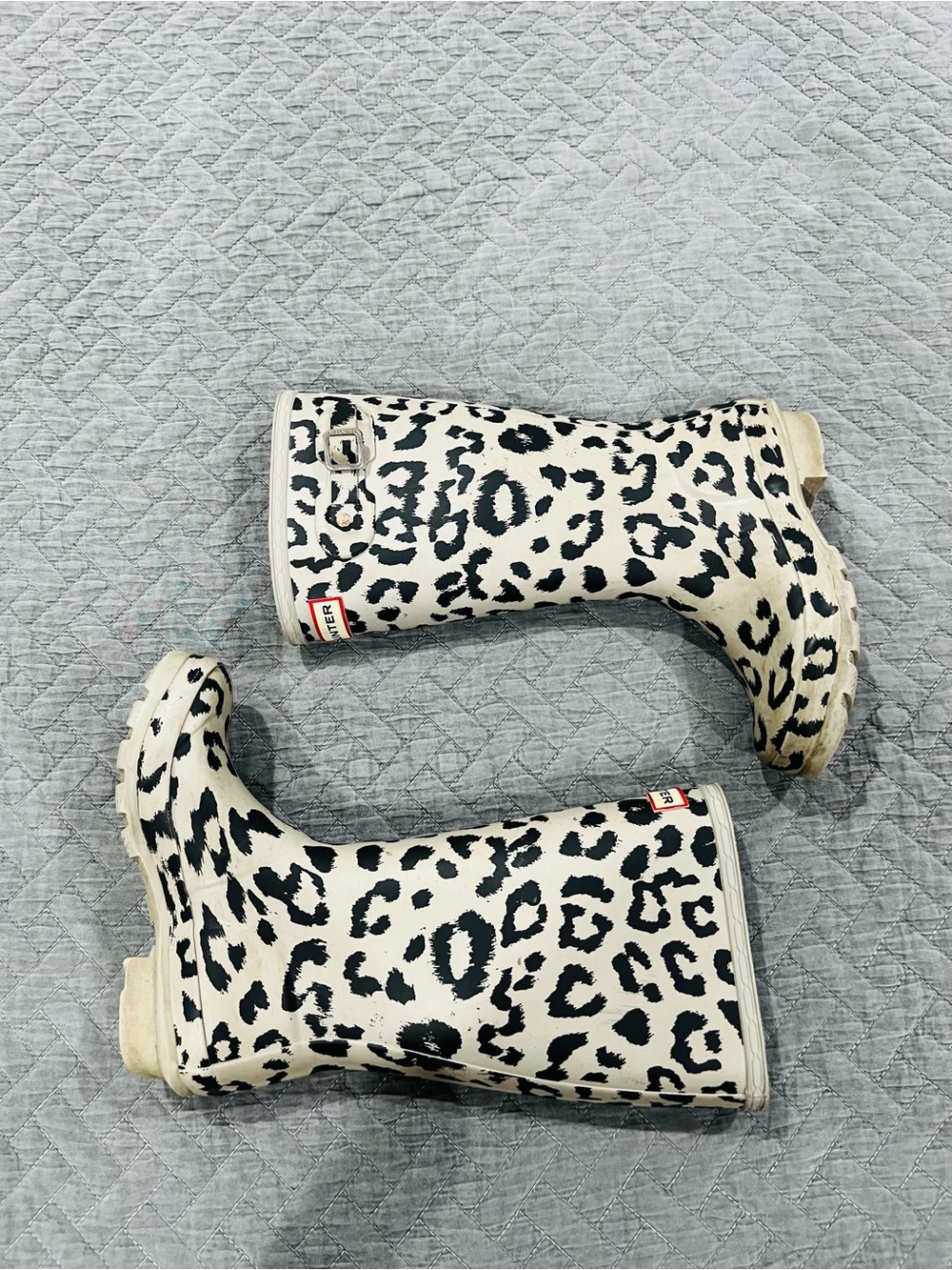 Hunter Kids' Leopard Print Rain Boots - Gray/Black